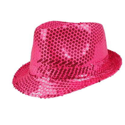 Шляпа, блестящая - розовая