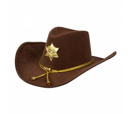 Шляпа шерифа, коричневая с золотыми деталями