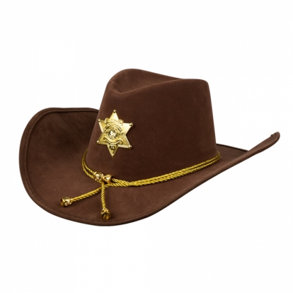 Шляпа шерифа, коричневая с золотыми деталями
