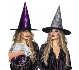 Шляпа ведьмы с чешуей, серебристо-фиолетовая