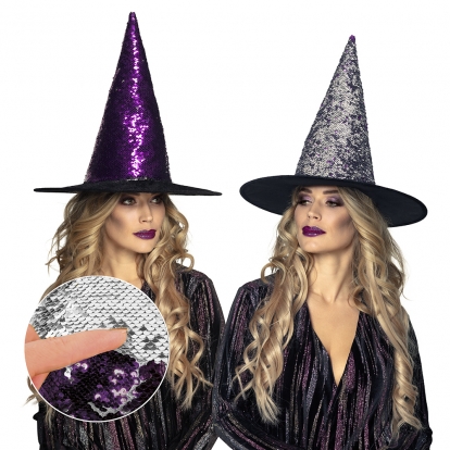 Шляпа ведьмы с чешуей, серебристо-фиолетовая