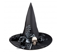 Шляпа ведьмы с цветами и черепом