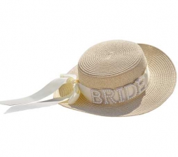 Соломенная шляпка с лентой "Bride"