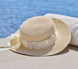 Соломенная шляпка с лентой "Bride" 1