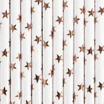 Соломинки "Розовые золотые звёздочки" (10 шт.)