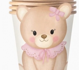 Стаканчики с декором ''Розовый плюшевый мишка'' (6 шт./270 мл) 1