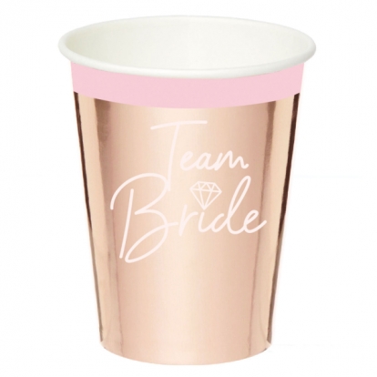Стаканчики "Team Bride", цвета розового золота (8 шт./250 мл)