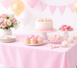 Staltiesė, medžiaginė rausva (145x250 cm) 2