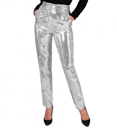 Стильные брюки блестящего серебристого цвета (М) 
