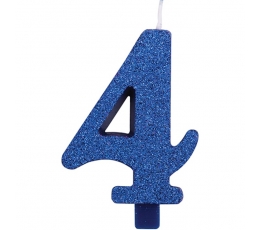 Свечка "4", синяя (9,5 см)