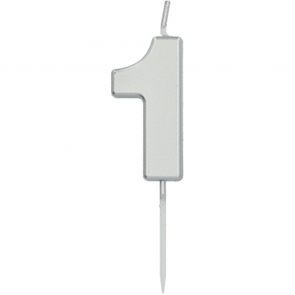 Свеча «1», серебряная