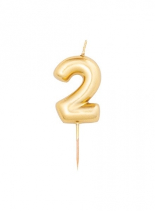 Свечка "2" , золотая