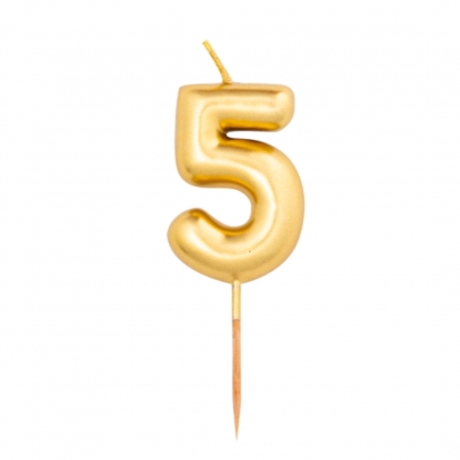 Свечка "5", золотая (8 см)