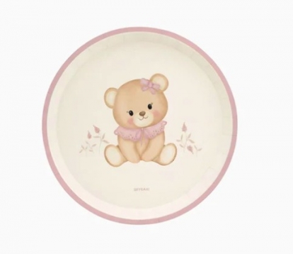 Тарелки "Розовый плюшевый мишка" (6 шт./17 см)