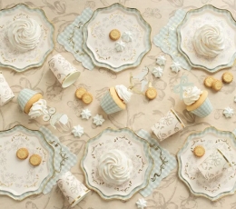 Тарелки с клетчатым узором и золотой каймой (6 шт./23 см) 1