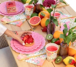 Тарелки с цветочными узорами, розовые (8 шт./18 см) 2