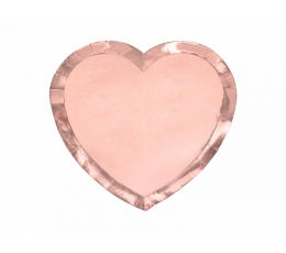 Тарелки в форме "Сердца", цвет розовое золото (21х19 см).