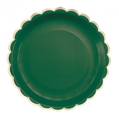 Тарелочки, зеленые с золотой каёмкой (8 шт./23 см)