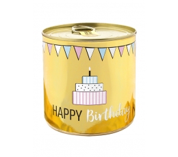 Торт-сюрприз в форме "Happy Birthday Gold", со свечой (8,5 см/140 г) 