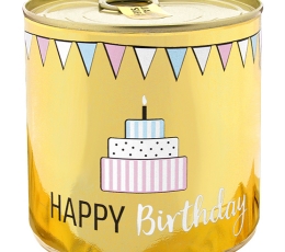 Торт-сюрприз в форме "Happy Birthday Gold", со свечой (8,5 см/140 г) 