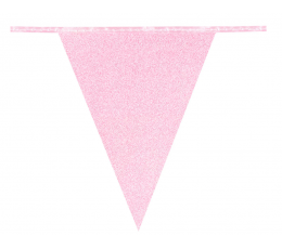 Гирлянда из флажков, розовый глянцевая (6 м)