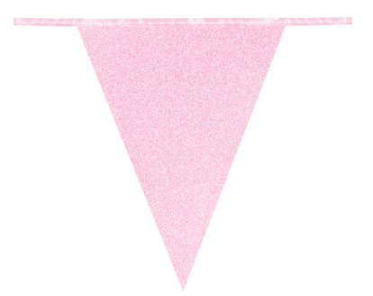 Гирлянда из флажков, розовый глянцевая (6 м)