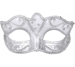 Венецианская маска для глаз, серебристо - белая