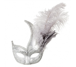 Венецианская маска, серебро с пером.
