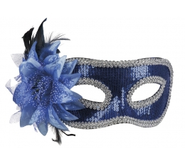 Венецианская маска, синяя с цветком