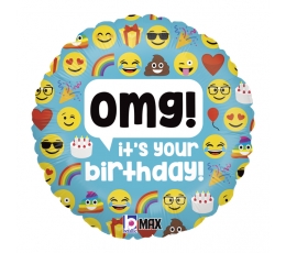 Воздушный шар из фольги "OMG Emoji Birthday" (46 см)
