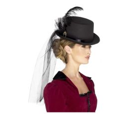 Женская шляпка с брошью и пером