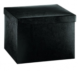 Dāvanu kastīte ar vāku, melna ādas imitācija (490x340x340 mm)