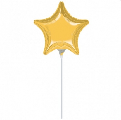 Фольгированный шар на палочке "Золотая Звезда" (23 см)