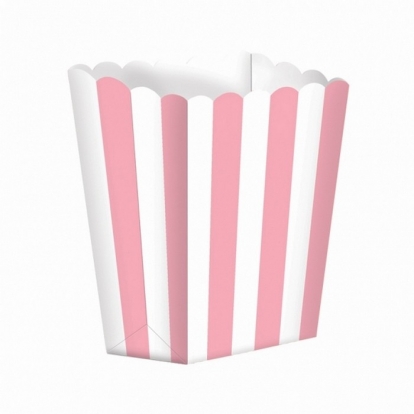 Коробочки для попкорна с светло-розовыми полосками (5 шт.)