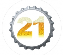 Значок. Для любителя пива "21" (7,7 см.)