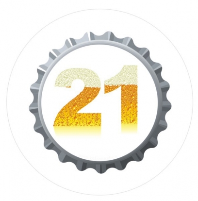 Значок. Для любителя пива "21" (7,7 см.)