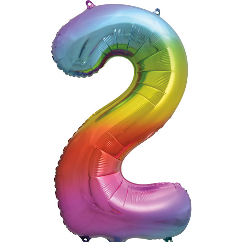 Folija balons "2" varavīksnes krāsās (86 cm)