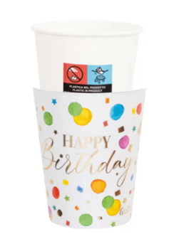 Glāzītes " Happy Birthday " (8 gab./250 ml)