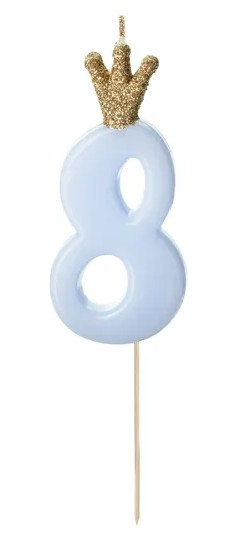 Svece "8", maigi zila ar kronīti